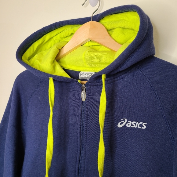 ASICS Hoodie blue and neon green - Picture 2 of 6
